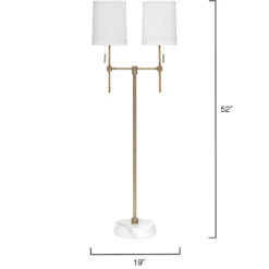 Minerva 52 Inch 40.00 Watt Antique Brass & White Marble Twin Shade Floor Lamp Portable Light -Home Lighting 9mine flab 5