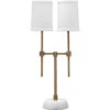 Minerva 10 Inch 25.00 Watt Antique Brass & White Twin Shade Console Lamp Portable Light -Home Lighting 9mine tlab