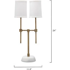 Minerva 10 Inch 25.00 Watt Antique Brass & White Twin Shade Console Lamp Portable Light -Home Lighting 9mine tlab 5