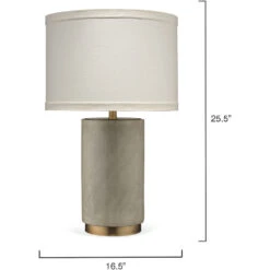 Mortar 26 Inch 150.00 Watt Grey Cement & Antique Brass Table Lamp Portable Light -Home Lighting 9mortarcembr 5
