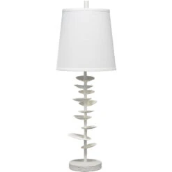 Petals 29.75 Inch 100.00 Watt White Plaster Table Lamp Portable Light