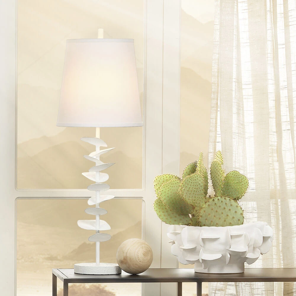 Petals 29.75 Inch 100.00 Watt White Plaster Table Lamp Portable Light 4 Petals 29.75 Inch 100.00 Watt White Plaster Table Lamp Portable Light - Image 2