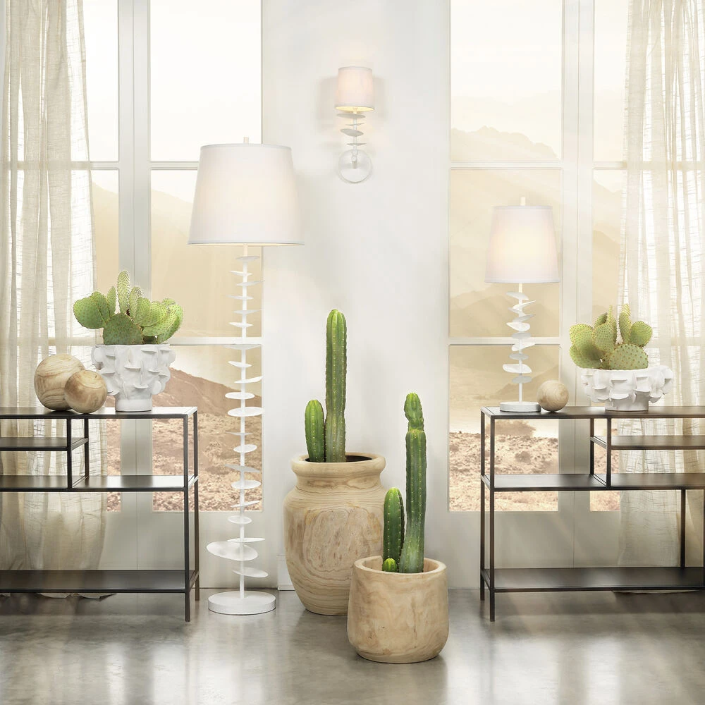 Petals 29.75 Inch 100.00 Watt White Plaster Table Lamp Portable Light 7 Petals 29.75 Inch 100.00 Watt White Plaster Table Lamp Portable Light - Image 5