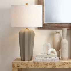 Regal 31 Inch 150.00 Watt Grey Cement Table Lamp Portable Light -Home Lighting 9regaltlgr 1